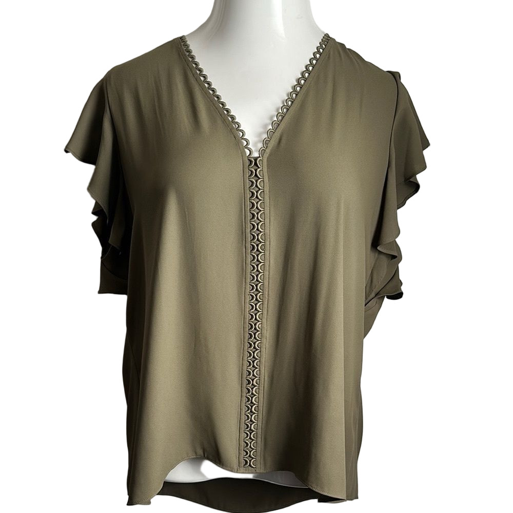 White House Black Market Olive Green Women's Top Size XL